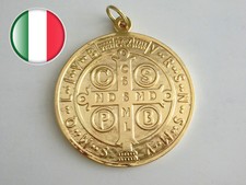 60.400.21 MEDAGLIA DI SAN BENEDETTO ORO DORATA ESORCISMO 10 CM ESORCISTA PRETE  