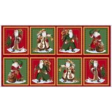Christmas Traditional Santa Claus Fabric 24"X44" Panel Gold RETIRED Cotton QT
