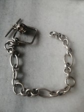 Antique Rare 800 Silver Chain With Silver Skull Fob For Pocket Watch
