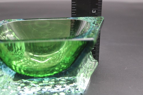 Mid-Century Murano facettiert grün & blau Glas Aschenbecher oder Catch-All 5" B 2,75" T - Bild 11 von 11
