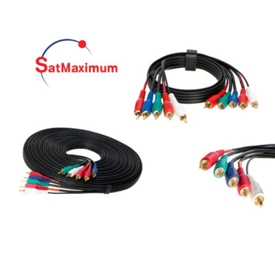 5 RCA Male to 5 RCA Male Audio Video Component Cable A/V TV DVD Multi-Pack - LOT