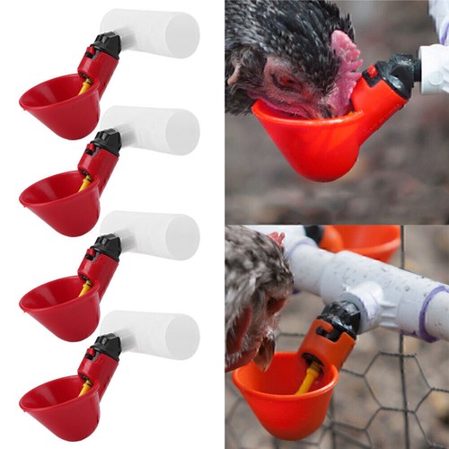 Poultry Water Drinking Cups-Chicken Hen Automatic Drinkers & PVC Fittings 4 Pack - 第 1/8 張圖片