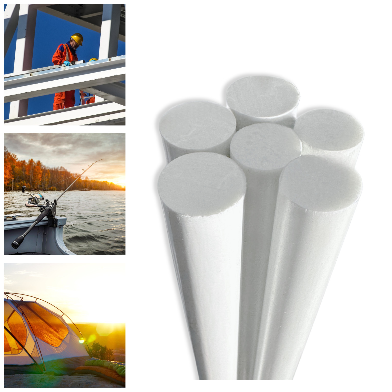 Fibreglass Round Rod Glass Fibre Solid Rod Polyester Resin Rod Round, Ø 2.5-55mm Length 0.5-2m