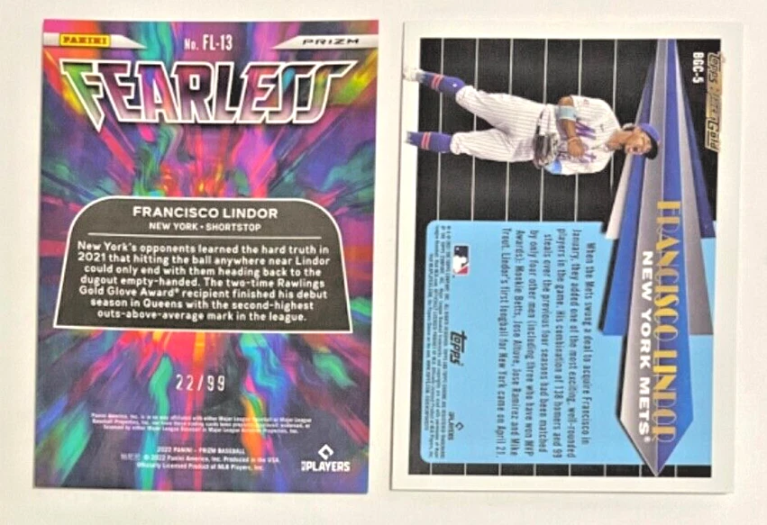 2022 Panini Prizm #FL-13 Francisco Lindor Fearless /99 - Image 2 of 2