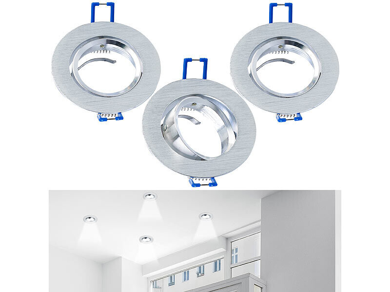 Cadre encastrable MR16 orientable argent pour l'éclairage du salon et cuisine