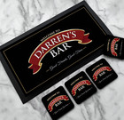 Personalised Bar Mat | Coasters - red band Bar runner - Custom bar Accessory set