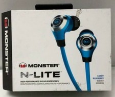 NEW Monster N-LITE In-Ear Headphones High Performance Audio Candy Blueberry