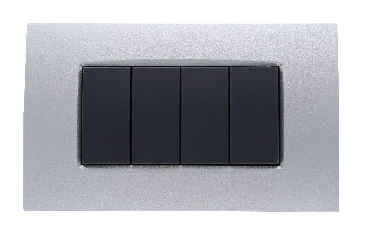 Placca Quadra Silver 4M Compatibile Bticino Living Light