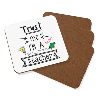 Trust Me I'm A Teacher Untersetzer Getränke Matte 4er Set - Lustiges Geschenk Bester Favorit