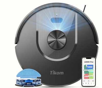 Tikom Robot Vacuum+ Mop Cleaner L9000, 6000Pa Suction, 150 Min Max, LiDAR Nav