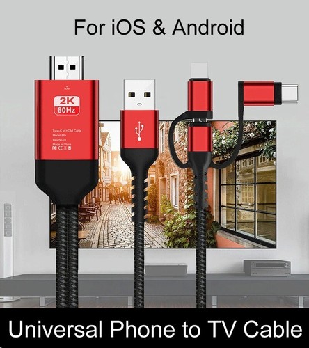 Câble adaptateur AV HDMI HDTV universel téléphone vers TV 1080/2k pour téléphone portable et tablettes - Photo 3 sur 5