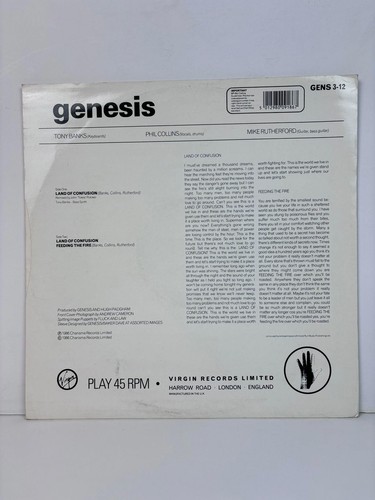 Genesis - Land of Confusion (Vinyl Record) VG+/VG+ ,12", Virgin GENS 3-12 - Picture 3 of 4