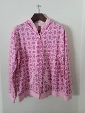 Gitano XL Pink Full-zip Hoodie Sweatshirt Damask Graphic Print  Women NWOT 