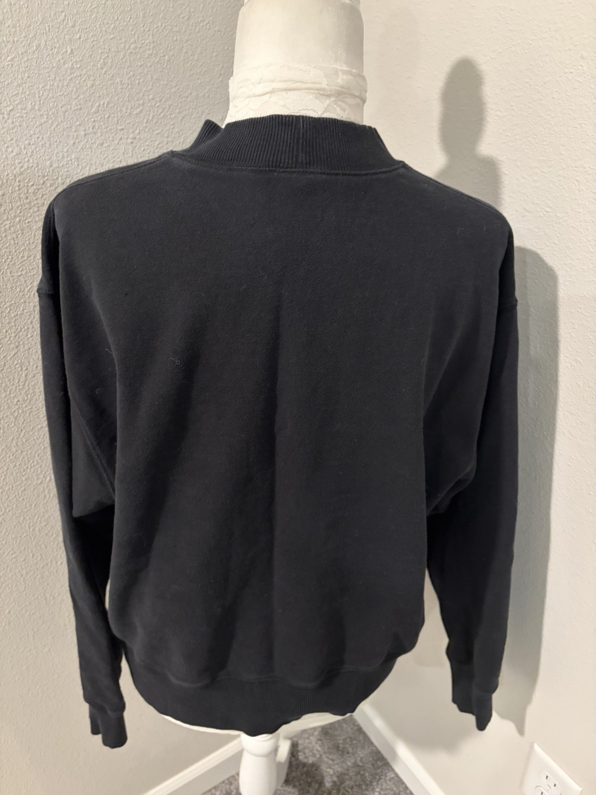 Uniqlo Cropped Black 100% Cotton Sweatshirt~Womens M~ Balloon Sleeves Oversized thumbnail 6
