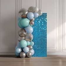 12 Pcs Shimmer Wall Backdrop Panels Square Sequin Party Decoration Blue 3x4 Ft