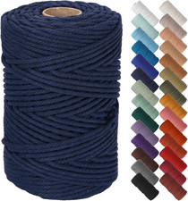 Dark Blue Macrame Cord 5Mm X 109Yards, Colored Macrame Rope Cotton Rope Macrame