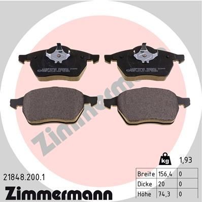 Zimmermann Bremsbelagsatz, Scheibenbremse 21848.200.1 FüR VW Ford Seat-image