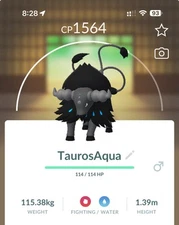 Pokemon Go Paldean Taurous Aqua  Regional - Normal (Not Shiny)