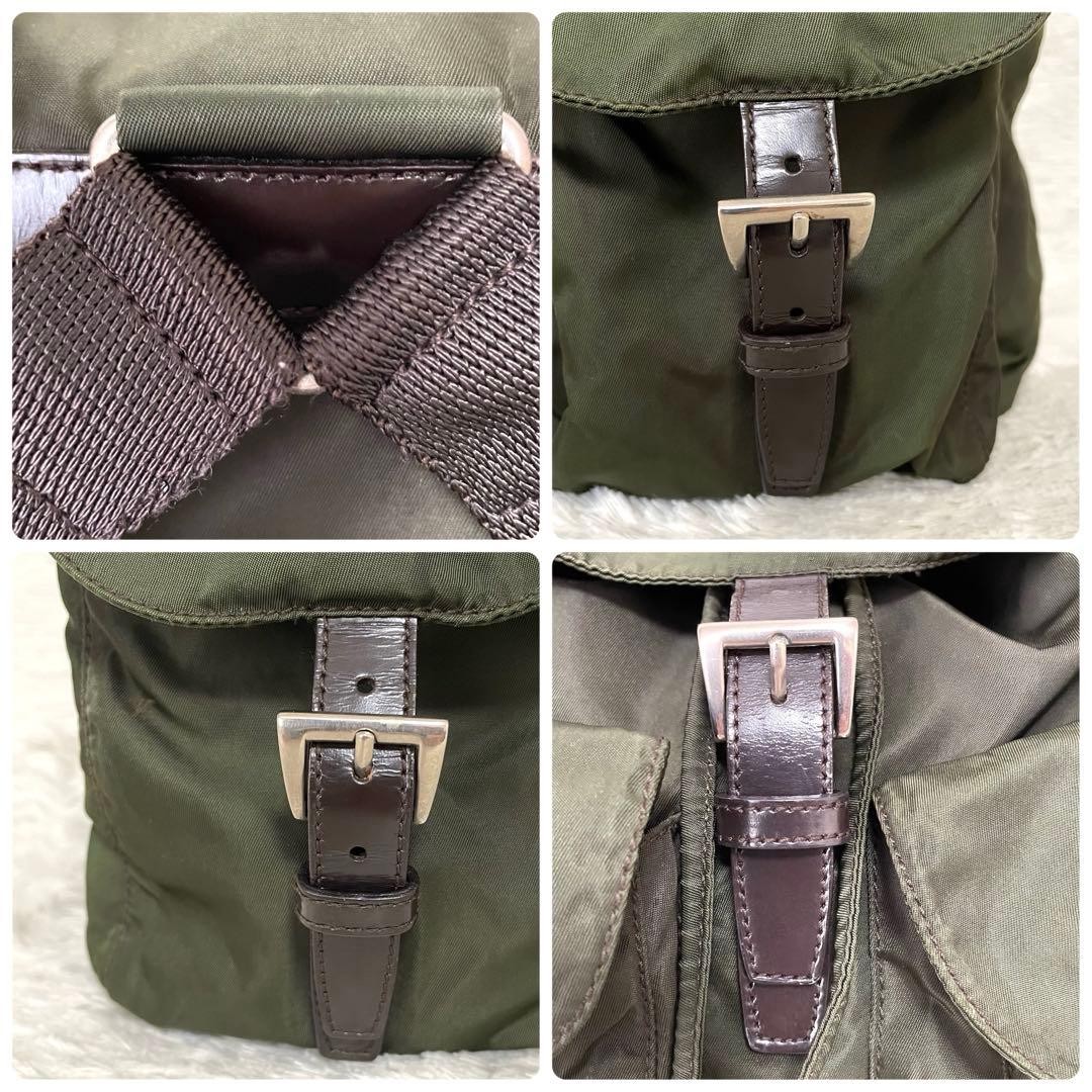 PRADA backpack triangular logo white tag nylon kh… - image 6