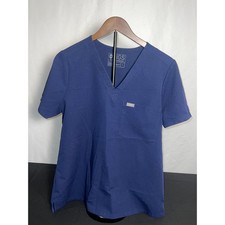 FIGS Technical Collection Navy Blue V-Neck Scrub Top One Pocket Womens Large L