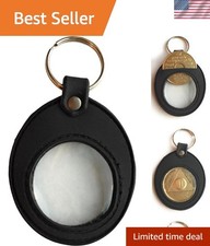 Universal Keychain Medallion Holder in Durable Black Silicone Fits 34mm Coins