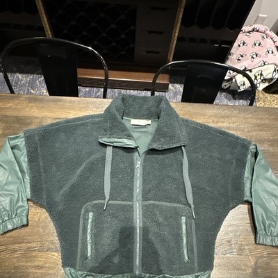 adidas by Stella McCartney Women s Green Fleece Track Jacket Full Zip Pockets S