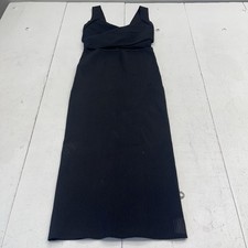 Alice & Olivia Lidia Black Ribbed Crisscross Bodice Cut Out MIDI Dress Women's M