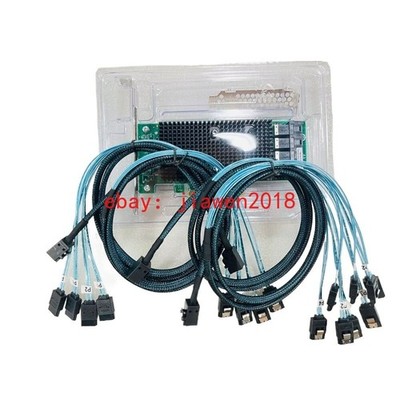 LSI 9400-16i HBA 12 Gbps PCIe 16 Port IT Mode JBOD +4*SFF-8643 SATA Cable #qm