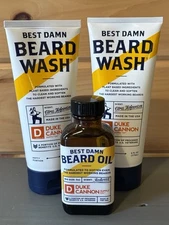 Duke Cannon Supply Co. - 3oz BEST DAMN BEARD OIL & 6oz BEARD WASH Lot Of 3