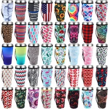 CHENGU 40 Pieces Reusable Iced Coffee Cup Sleeve With Handle - Neoprene Insul...