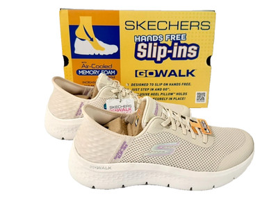 SKECHERS Slip-ins Go Walk Flex Grand Entry Sneaker Women SZ 9.5 Off White 124836
