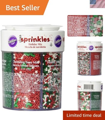 6.8 oz Assorted Holiday Sprinkles - Perfect for Decorating Cupcakes and Cookies