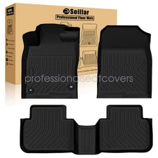For 2022-2025 Honda Civic Sedan TPE Front & 2nd Row Floor Mats Liner Set Black