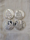 4 Ozt Silver Hamilton Mint Norman Rockwell Four Seasons .925 Silver Rounds