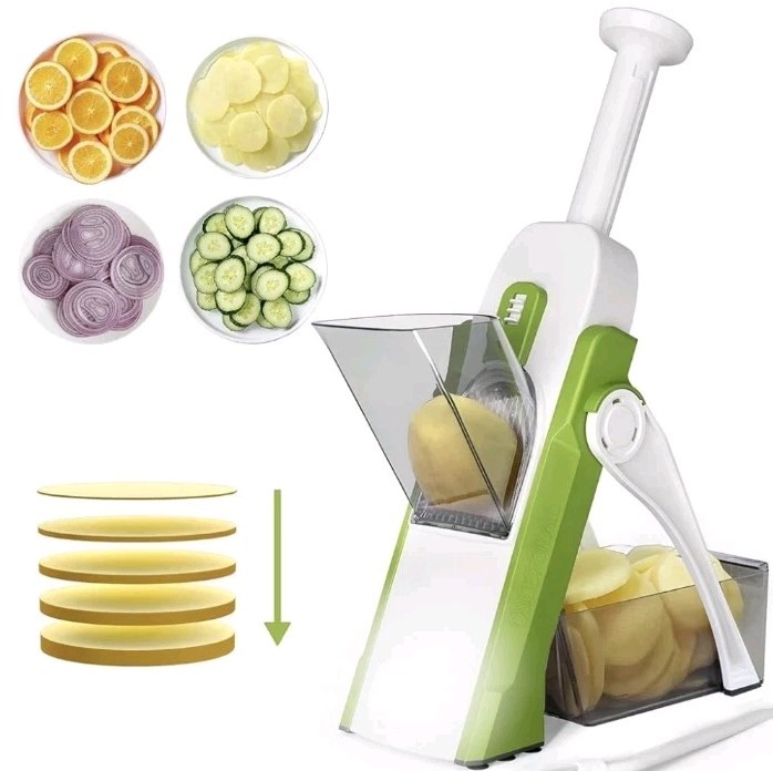 Safe Mandoline Slicer 5-in-1 Vegetable Chopper – Adjustable Food & Potato Cutter