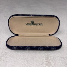 Vera Bradley Eye Glasses Case Classic Navy Fabric Pattern Hard Case Retired