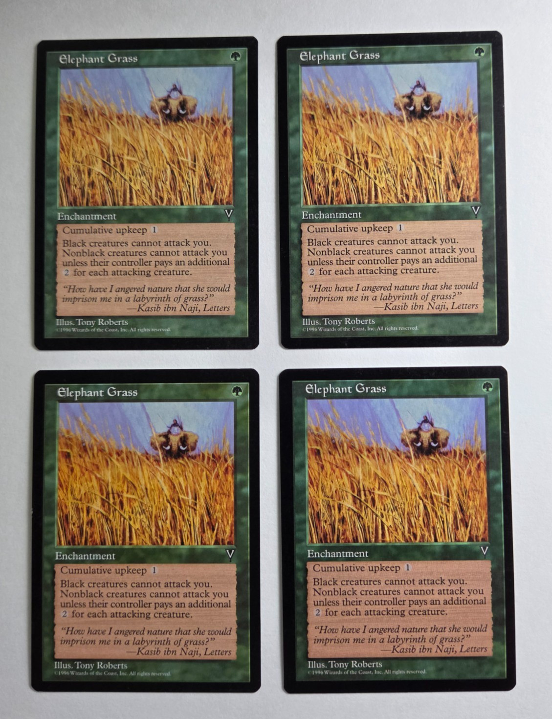 MTG Elephant Grass x4 Playset 1997 Visions Green Uncommon Enchantment NM