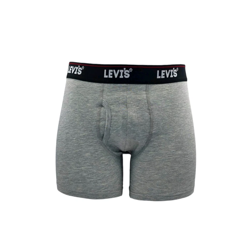 Pack de 4 calzoncillos boxer elásticos de algodón negro y gris Levi's para hombre  Foto 4 de 4