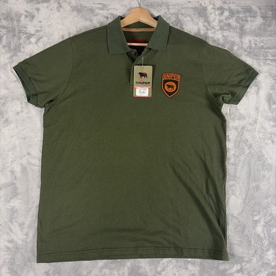 ZZZ Sniper Africa Shield Golfer Polo Green Mens Size Large NWT
