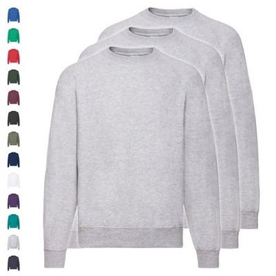 3er Pack Fruit of the Loom Classic Raglan Sweat Unisex Sweatshirt Herren Damen