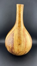 Slender Neck Wooden Vase With Glossy Finish 12 in Tall