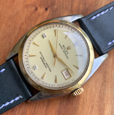 1951 Rolex DateJust Ref. 6105 ''Ovettone'' Gold & Steel Wristwatch - Customized