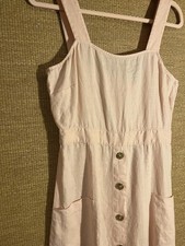 Vince camuto small 100% linen light pastel cottagecore pink dress with pockets