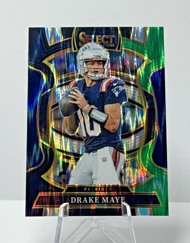 2025 Panini Select Drake Maye #80 Concourse Black & Green Prizm Shock - Patriots