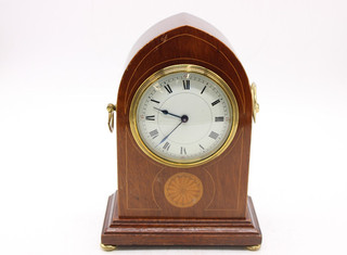 A Antique Buren Edwardian Inlayed Mahogany Mantle Clock Swiss Made Working