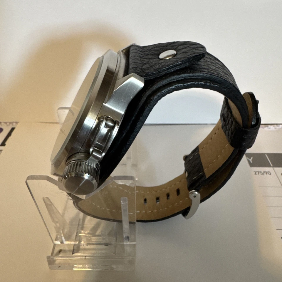 Relógio de pulso masculino vintage DiBur automático estilo suíço 52mm Hugh, bandeira quadriculada - Imagem 2 de 4