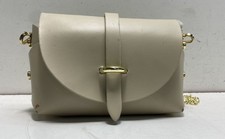 Pelle Cream Italian Leather Crossbody Shoulder Bag Gold Chain Made in Italy
