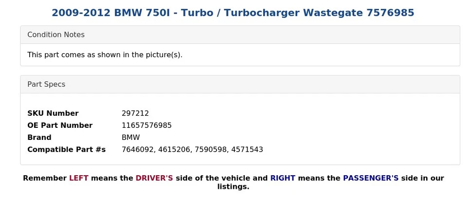 2009-2012 BMW 750I - Turbo / Turbocharger Wastegate 7576985 - Image 4 of 4