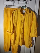 Ruth Norman-Saks 5th-Yellow Tunic&Pants Set Sz S Vintage Color Variation READ