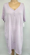 NWT Croft  Barrow Short Sleeve Cotton Blend Knit Nightgown w/Pockets 3X Purple